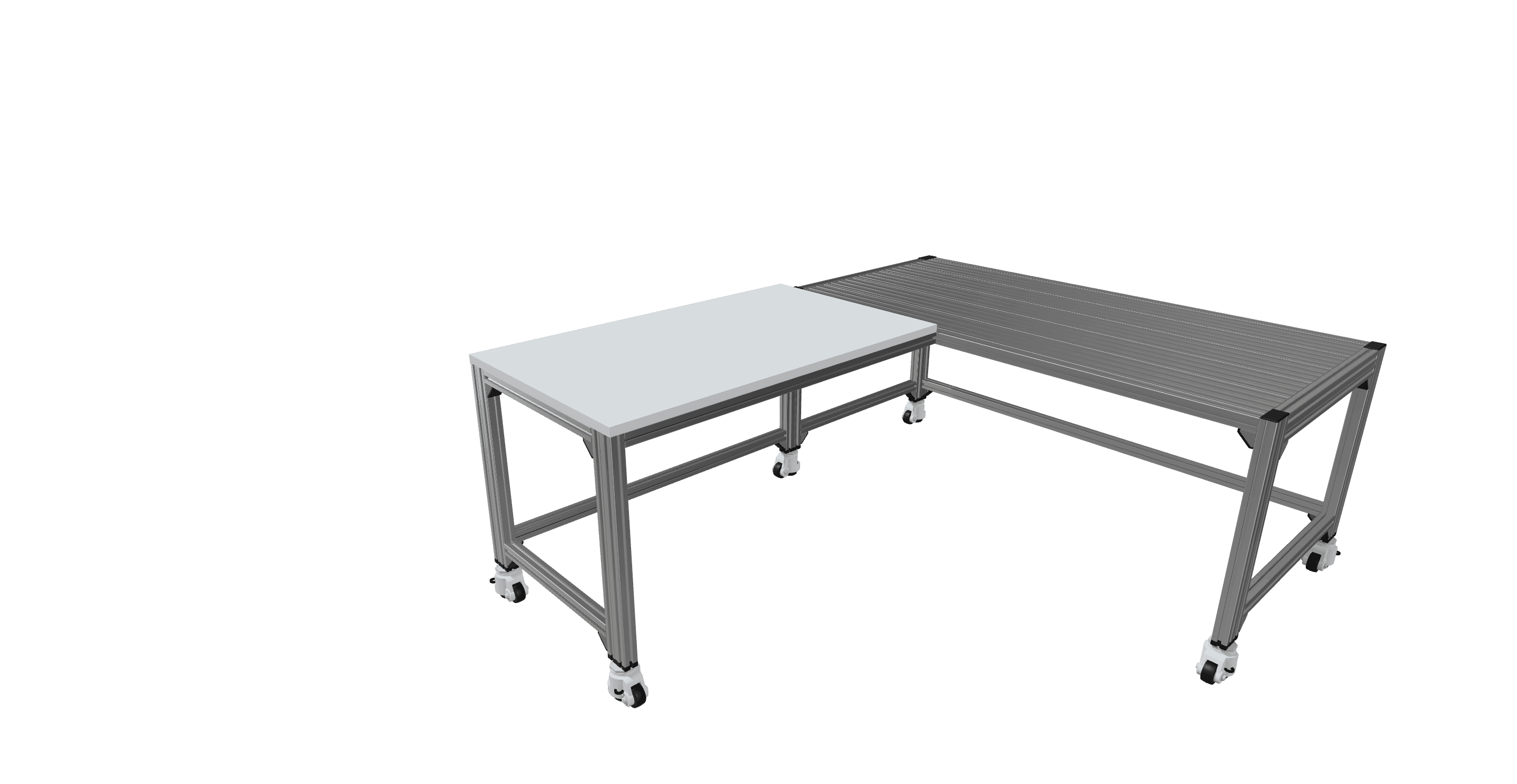 Cobot table with castors | L-shaped